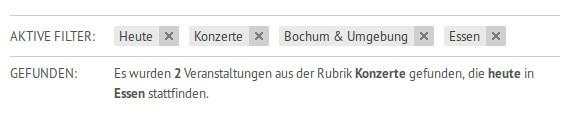Abbildung des Filter-Breadcrumbs und der textuellen Beschreibung der gewählten Filter