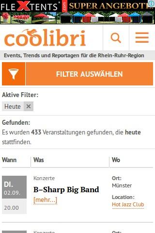 Abbildung des Layouts für Smartphones (Terminauflistung)